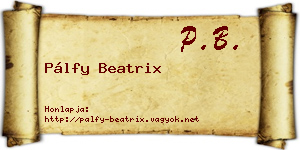 Pálfy Beatrix névjegykártya